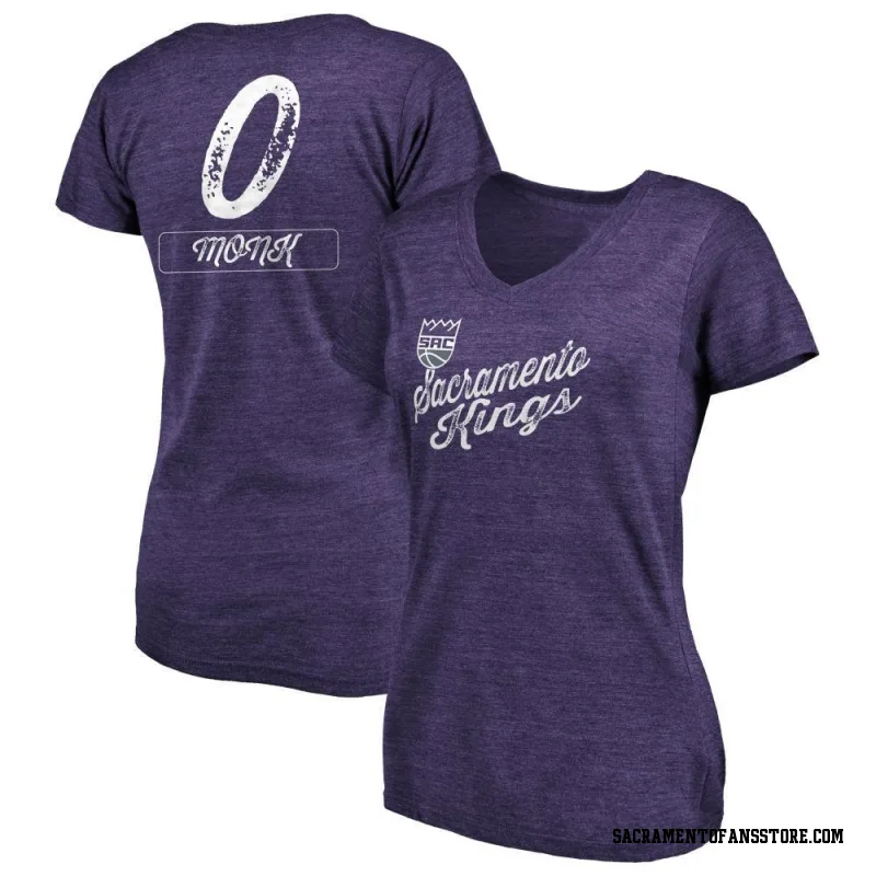 Purple Women's Malik Monk Sacramento Kings Sideline V-Neck T-Shirt